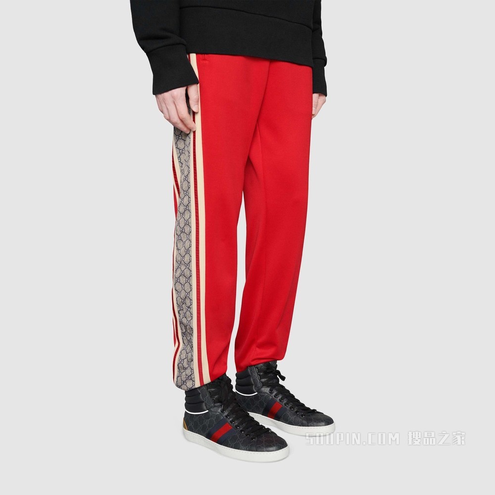 Ace系列男士GG高帮运动鞋 黑色GG Supreme帆布