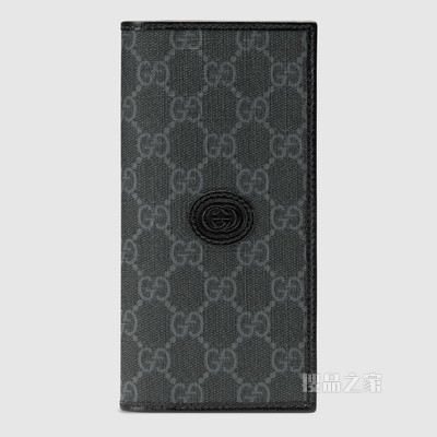 互扣式双G长款钱包 黑色GG Supreme帆布