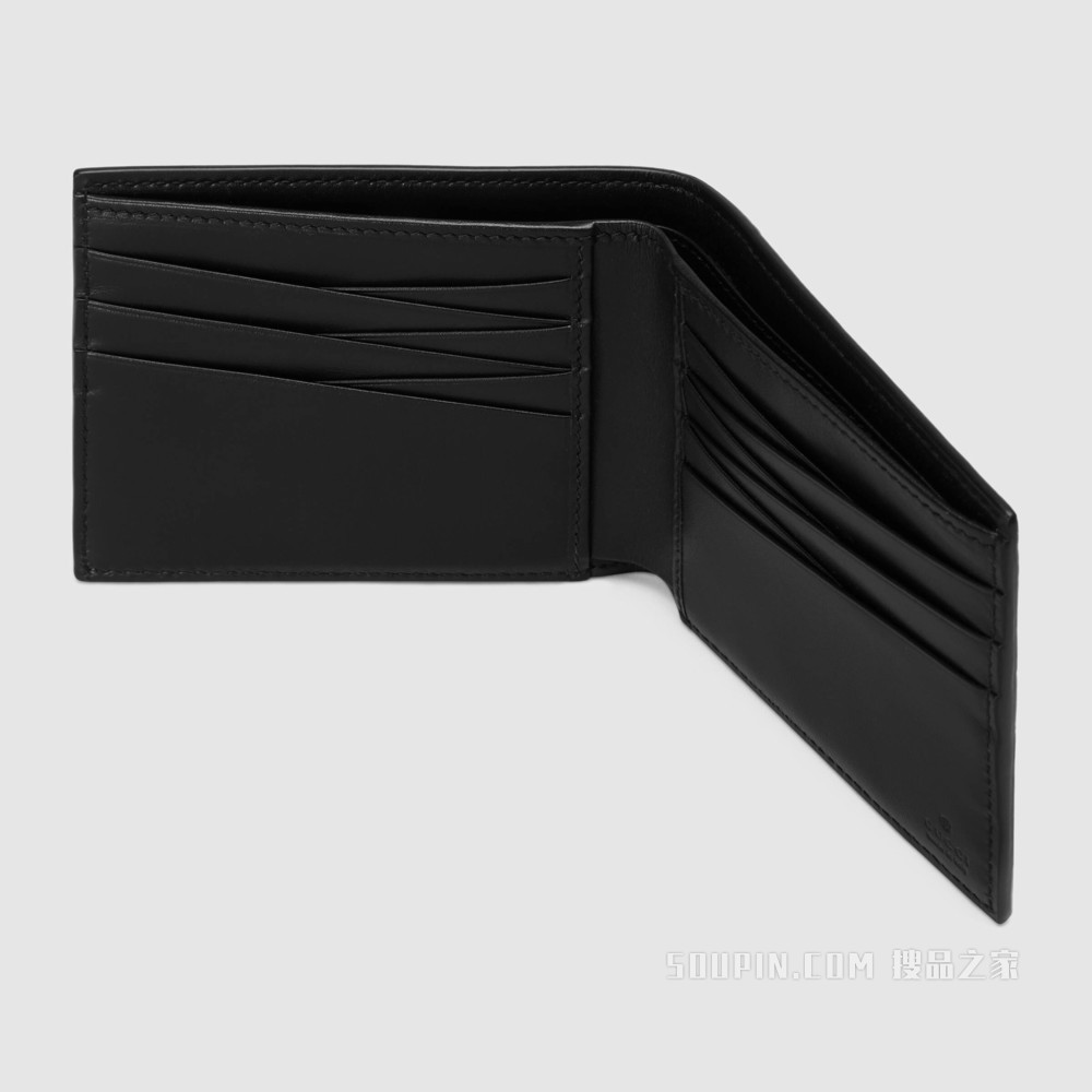 GG印花压纹钱包 黑色皮革