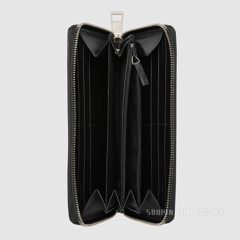 Gucci Signature皮革全拉链式钱包 黑色Gucci Signature皮革