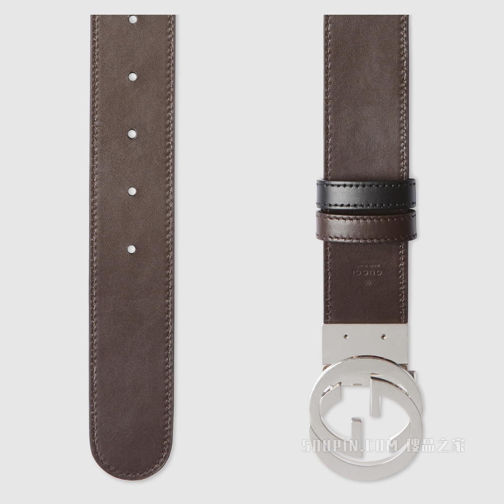 Gucci Signature皮革双面腰带 黑色Gucci Signature/棕色皮革