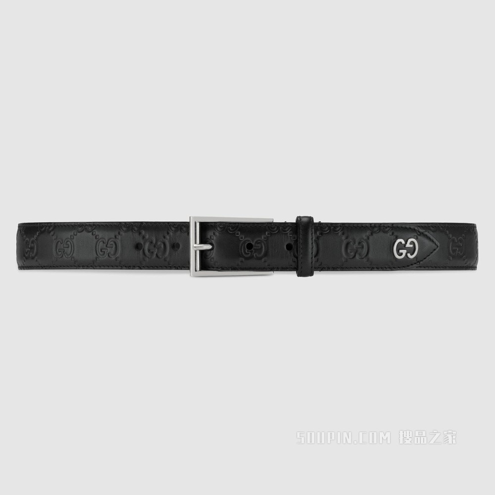 GG细节Gucci Signature腰带 黑色Gucci signature皮革