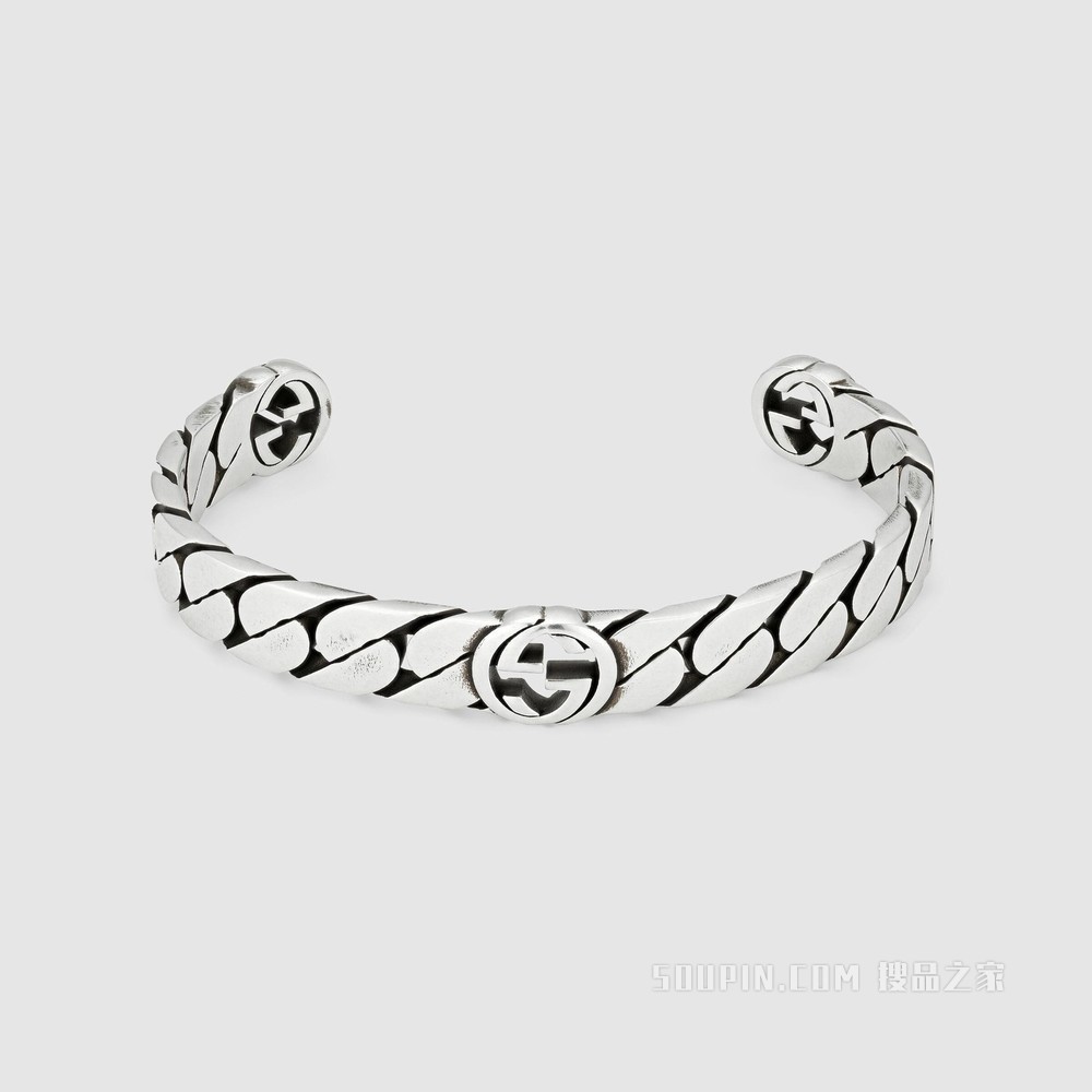 互扣式双G宽版手镯 925纯银