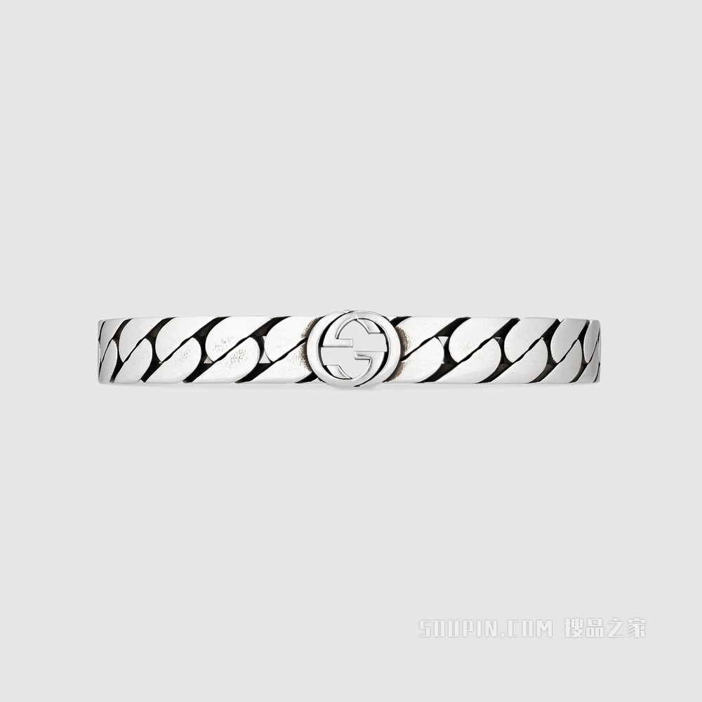 互扣式双G宽版手镯 925纯银