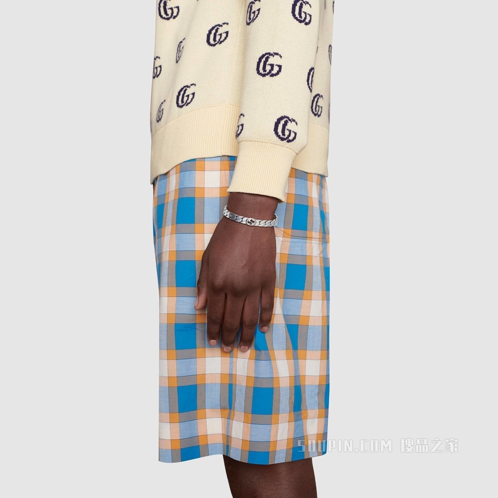 互扣式双G宽版手镯 925纯银