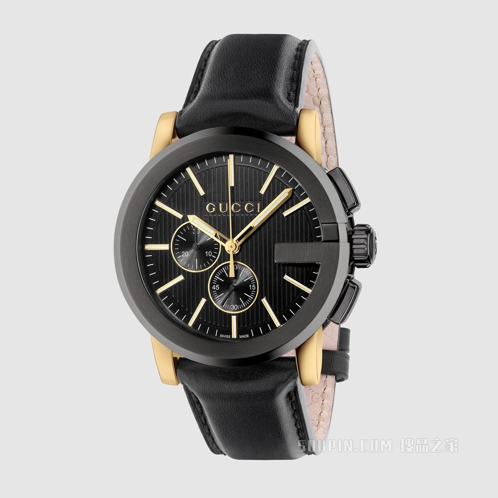 G-Chrono腕表，44毫米 黑色皮革