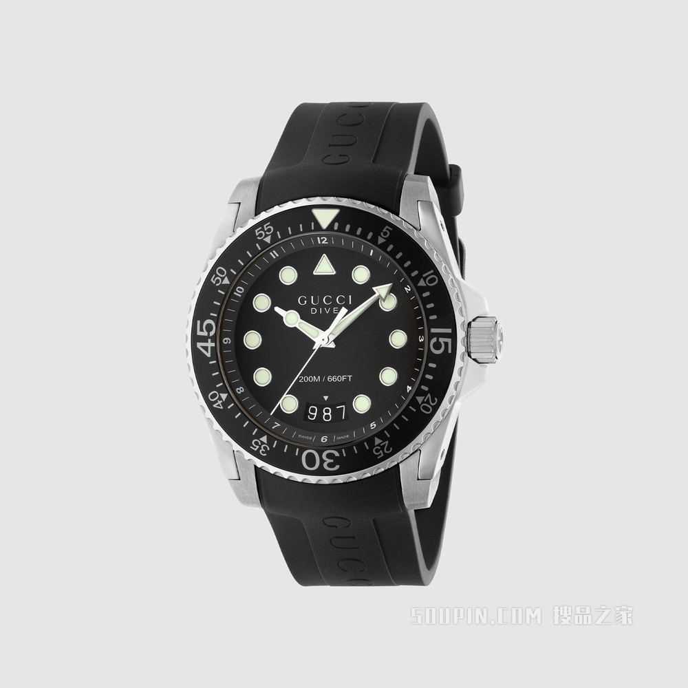 Gucci Dive腕表，40毫米 黑色橡胶