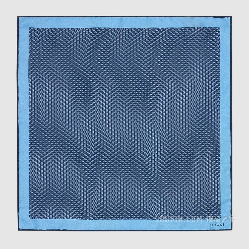 斜纹真丝口袋方巾 蓝色和红色