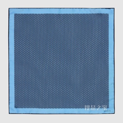 斜纹真丝口袋方巾 蓝色和红色