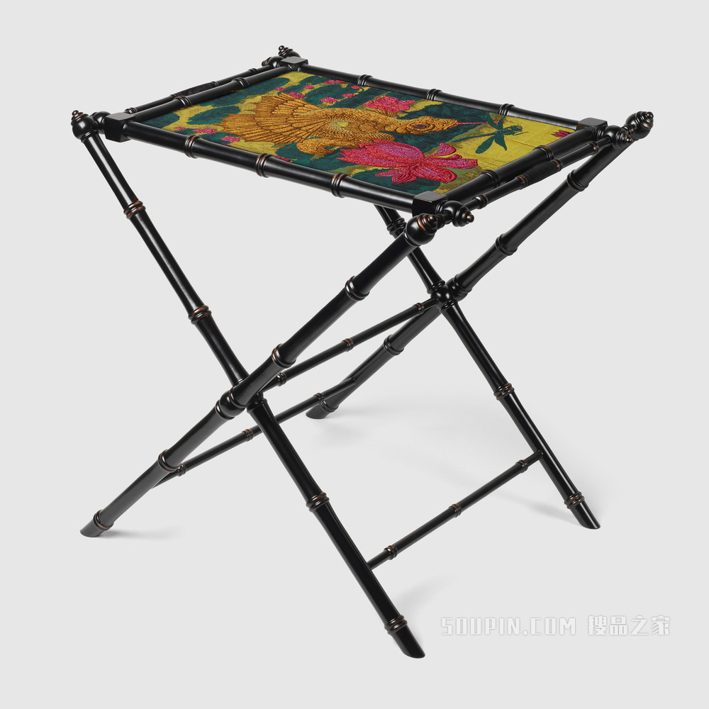 龙鱼提花木质托盘 黑色木料