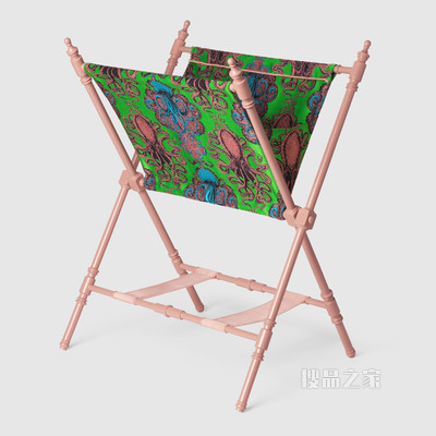 章鱼提花杂志架 绿色和粉色提花