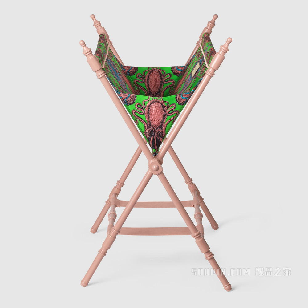 章鱼提花杂志架 绿色和粉色提花