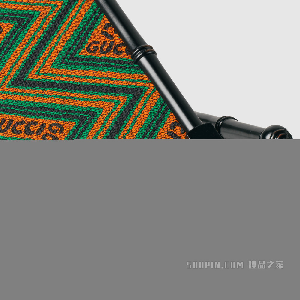 Gucci Z字型印花木质托盘 黑色木料