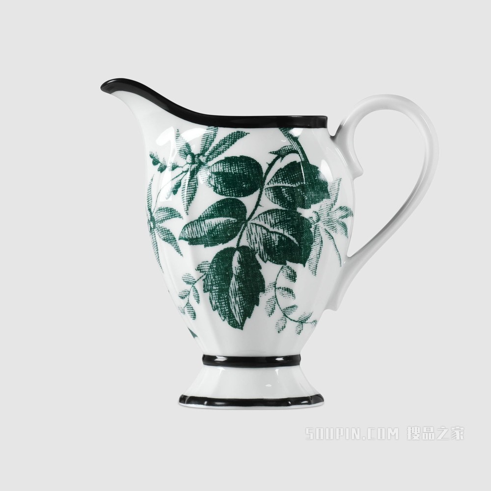 腊叶印花奶壶 绿色腊叶印花
