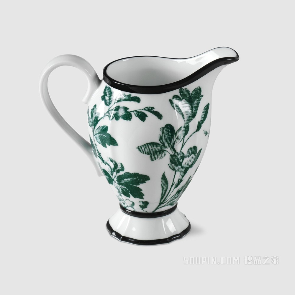 腊叶印花奶壶 绿色腊叶印花
