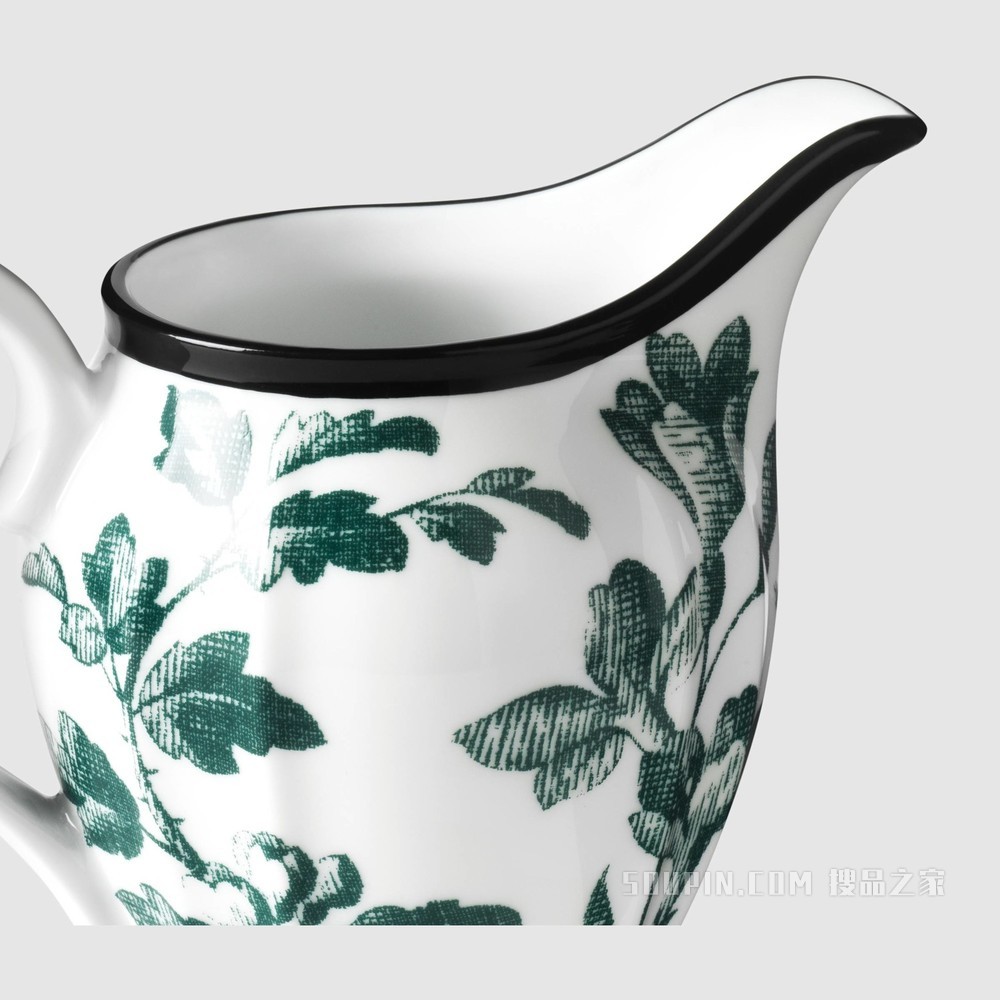 腊叶印花奶壶 绿色腊叶印花