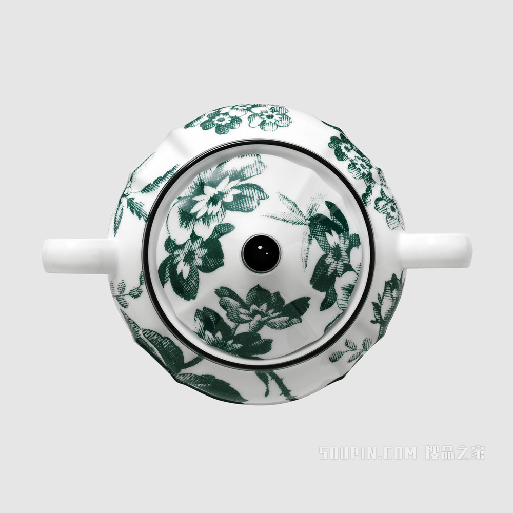 腊叶印花糖罐 绿色腊叶印花