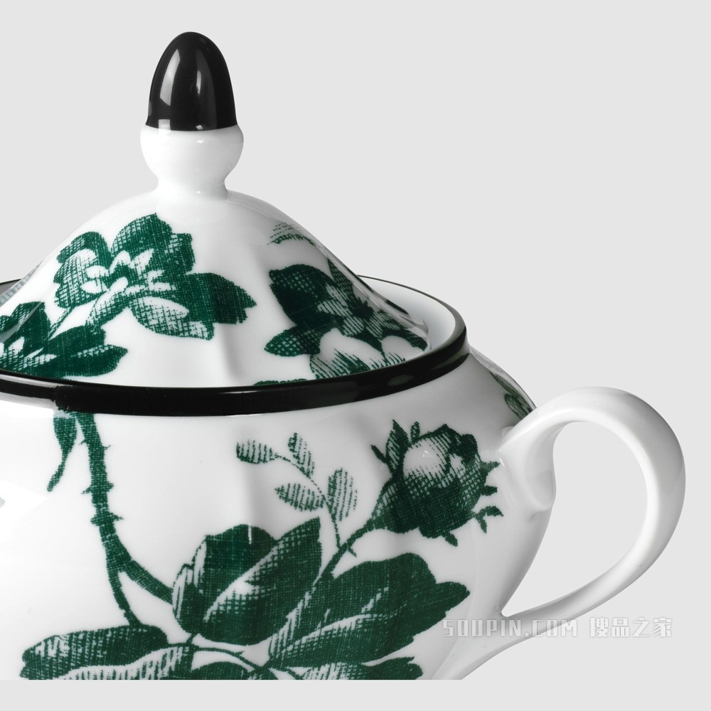 腊叶印花糖罐 绿色腊叶印花