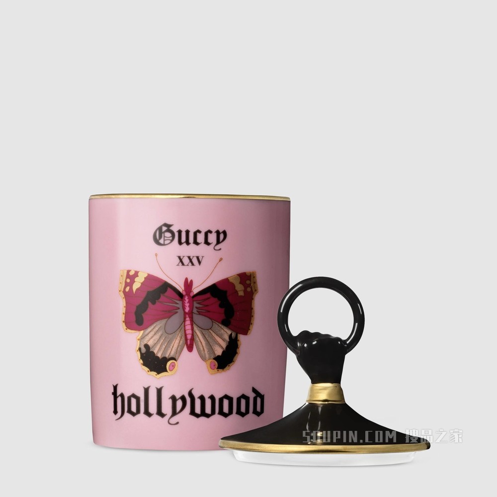 小苍兰香味中号Guccy Hollywood烛台 浅粉色瓷罐