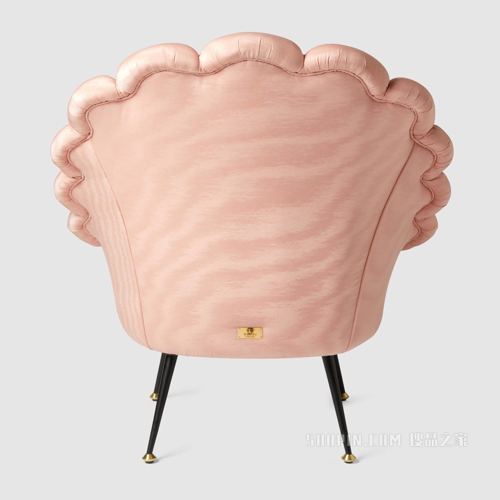 蝴蝶刺绣云纹织物扶手椅 浅粉色云纹织物