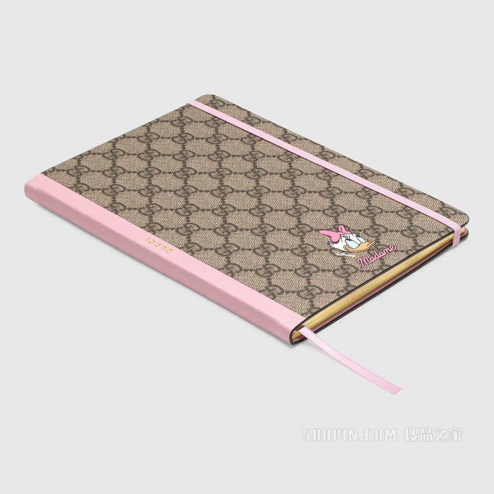 Disney x Gucci黛丝鸭大号记事本 米色和乌木色GG Supreme帆布