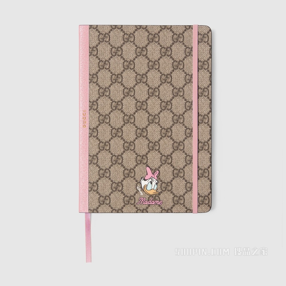 Disney x Gucci黛丝鸭大号记事本 米色和乌木色GG Supreme帆布