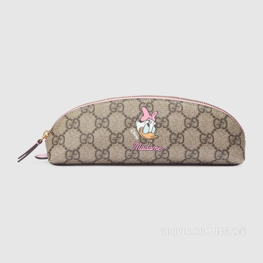 Disney x Gucci黛丝鸭笔袋 米色和乌木色GG Supreme帆布