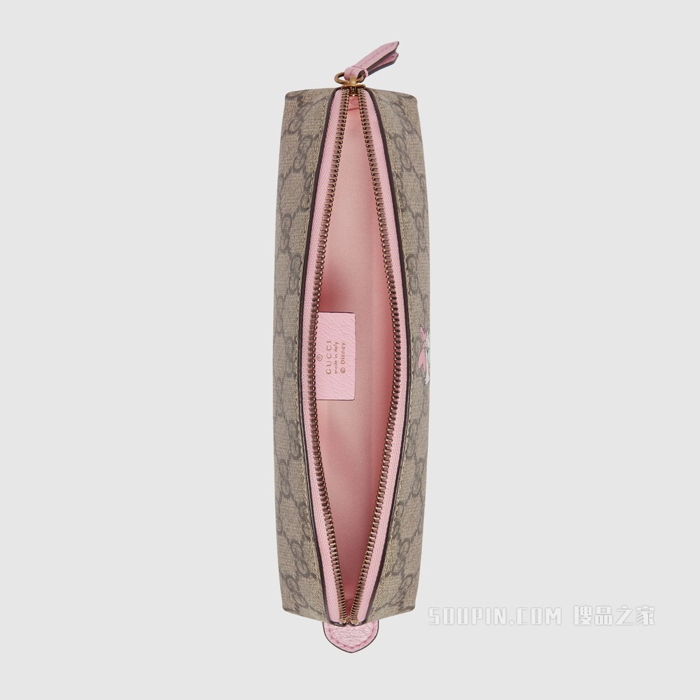 Disney x Gucci黛丝鸭笔袋 米色和乌木色GG Supreme帆布