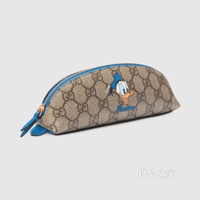 Disney x Gucci唐老鸭笔袋 米色和乌木色GG Supreme帆布