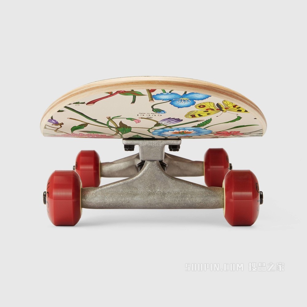 花卉印花滑板 象牙白色和多色