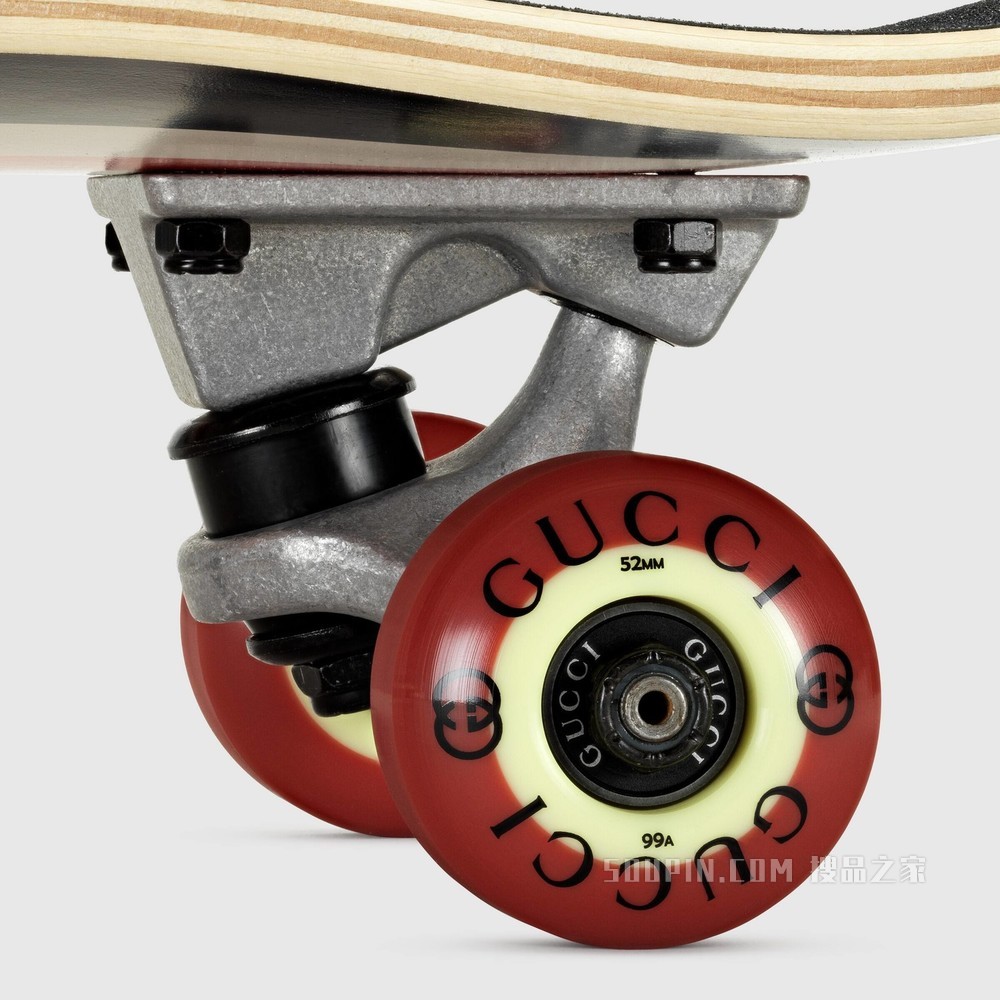 互扣式双G条纹滑板 红色和白色