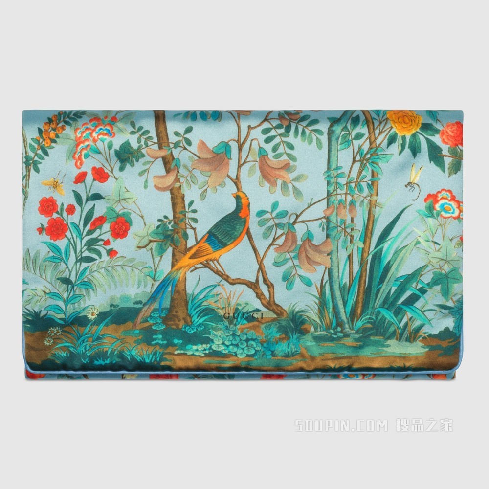 Tian印花颈枕 蓝色丝缎