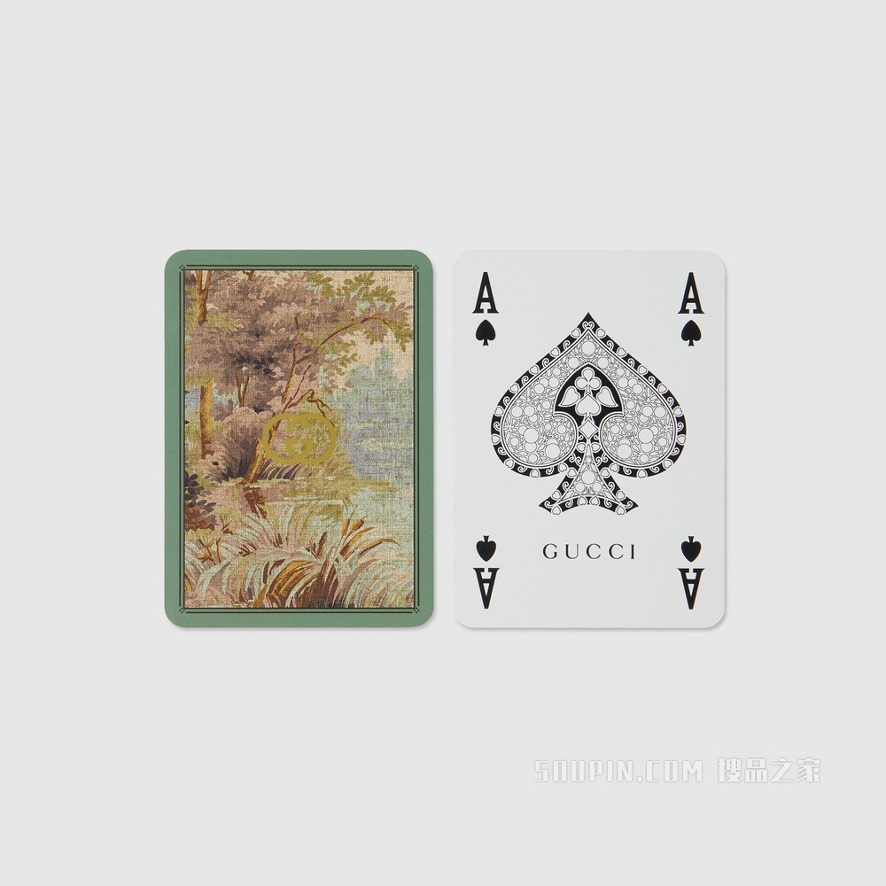 饰双G扑克牌套装(一幅) 米色和乌木色GG Supreme帆布