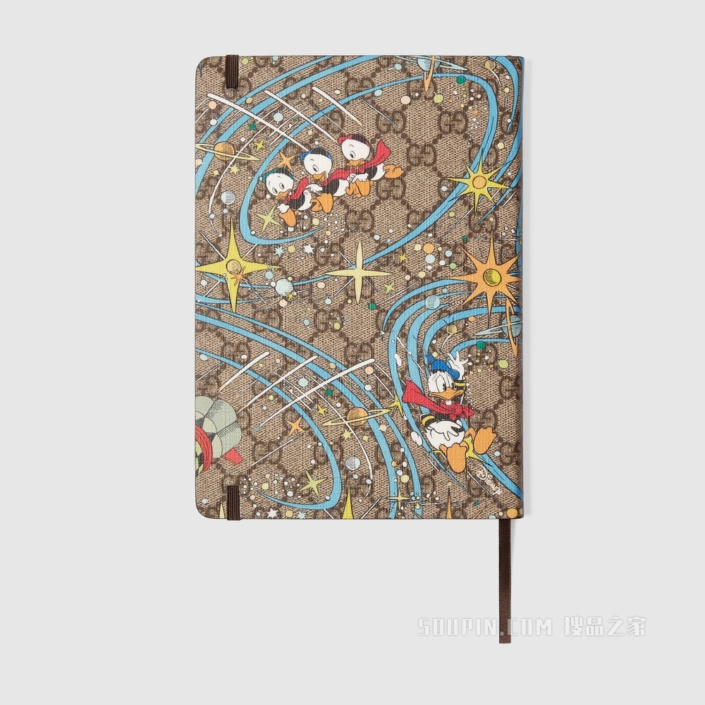 Disney x Gucci唐老鸭大号记事本 米色和乌木色GG Supreme帆布