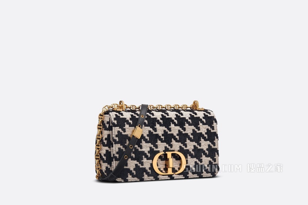 中号 Dior Caro 手袋 黑色和白色科技帆布超大千鸟格纹