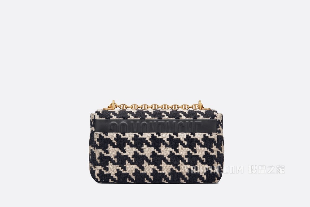 中号 Dior Caro 手袋 黑色和白色科技帆布超大千鸟格纹