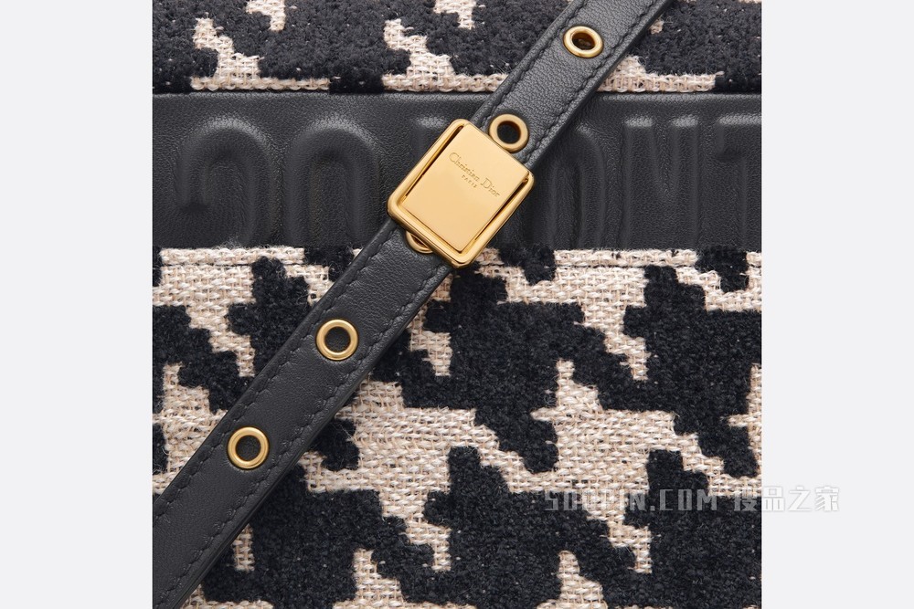 中号 Dior Caro 手袋 黑色和白色科技帆布超大千鸟格纹