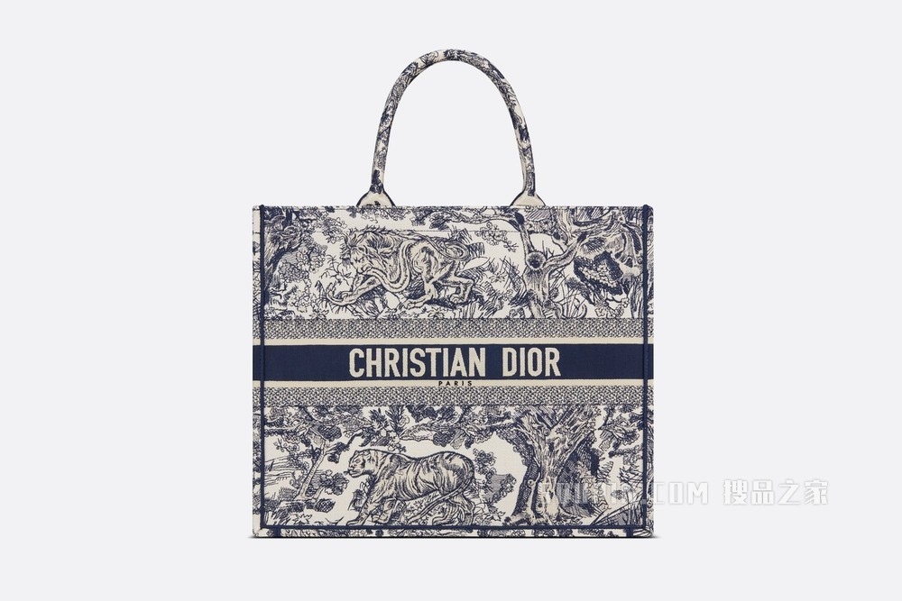 Book Tote 手袋 蓝色茹伊印花刺绣