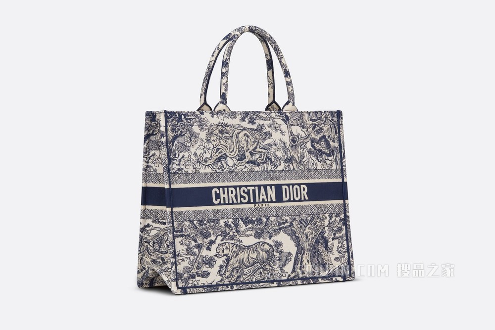 Book Tote 手袋 蓝色茹伊印花刺绣