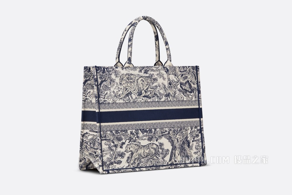 Book Tote 手袋 蓝色茹伊印花刺绣