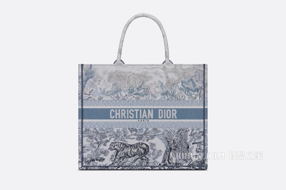 Book Tote 手袋 蓝色茹伊印花刺绣渐变效果