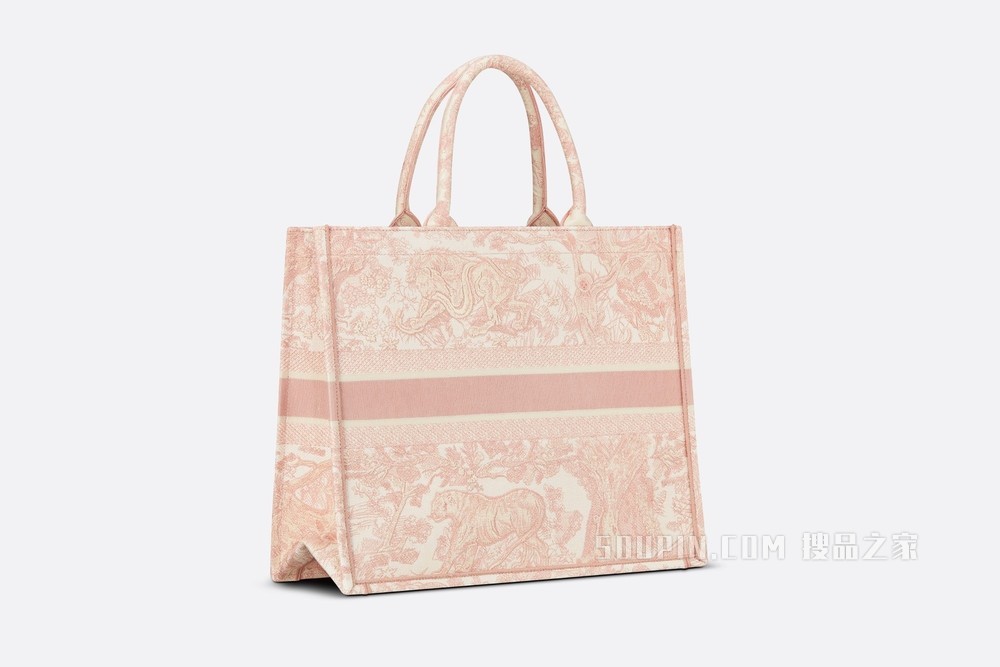 Book Tote 手袋 粉色茹伊印花刺绣