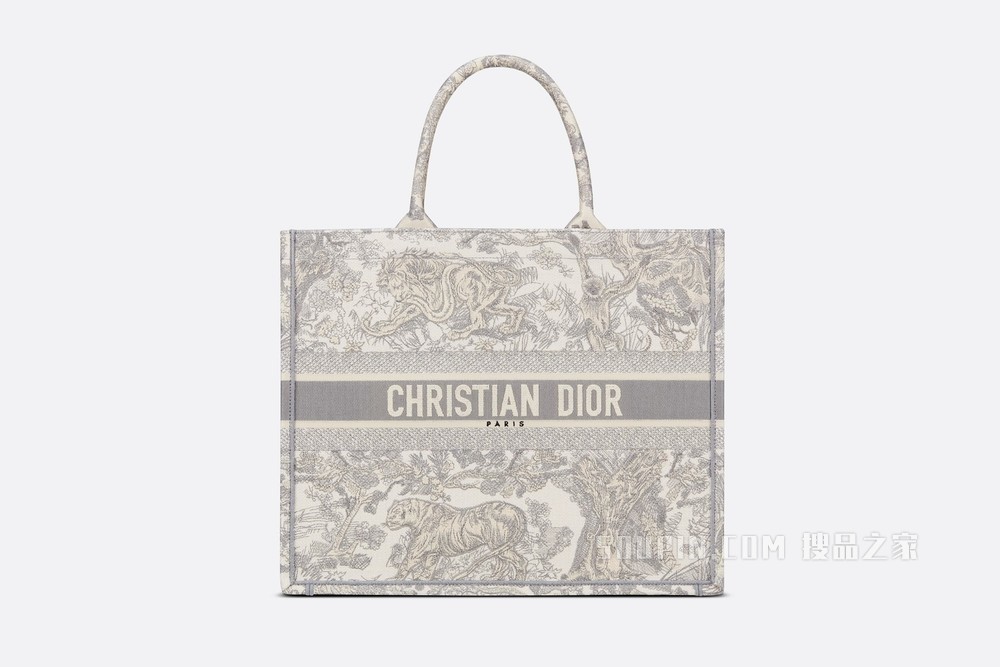 Book Tote 手袋 灰色茹伊印花刺绣