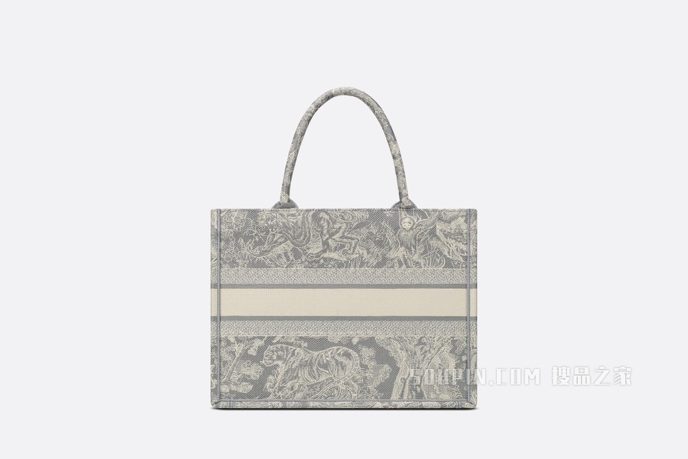 小号 Book Tote 手袋 灰色刺绣 Reverse 茹伊印花