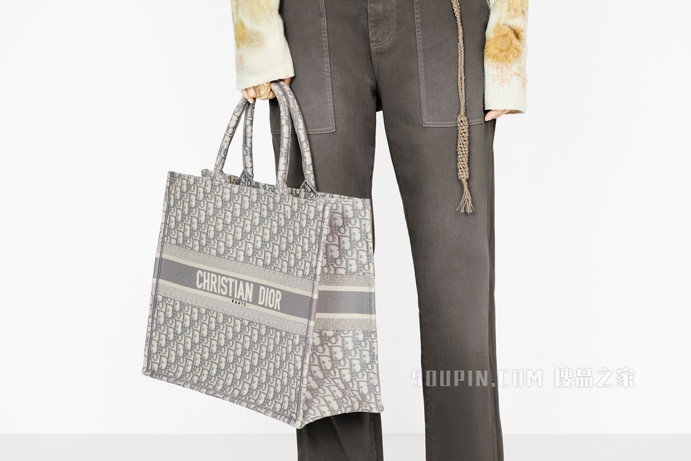 Book Tote 手袋 灰色 Oblique 印花