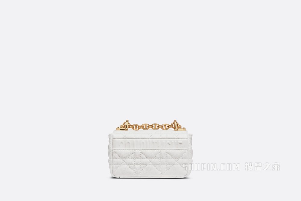 超迷你 Dior Caro 手袋 奶白色柔软牛皮革藤格纹
