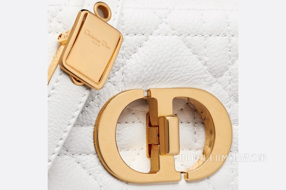 超迷你 Dior Caro 手袋 奶白色柔软牛皮革藤格纹