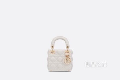 超迷你 Lady Dior 手袋 奶白色羊皮革藤格纹