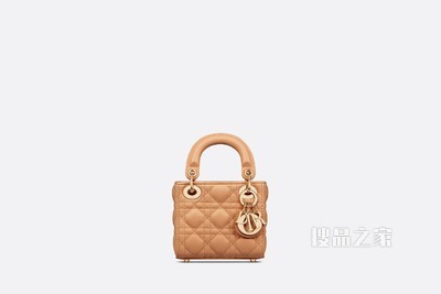 超迷你 Lady Dior 手袋 琥珀色羊皮革藤格纹
