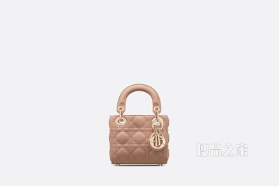 超迷你 Lady Dior 手袋 玫瑰粉色羊皮革藤格纹
